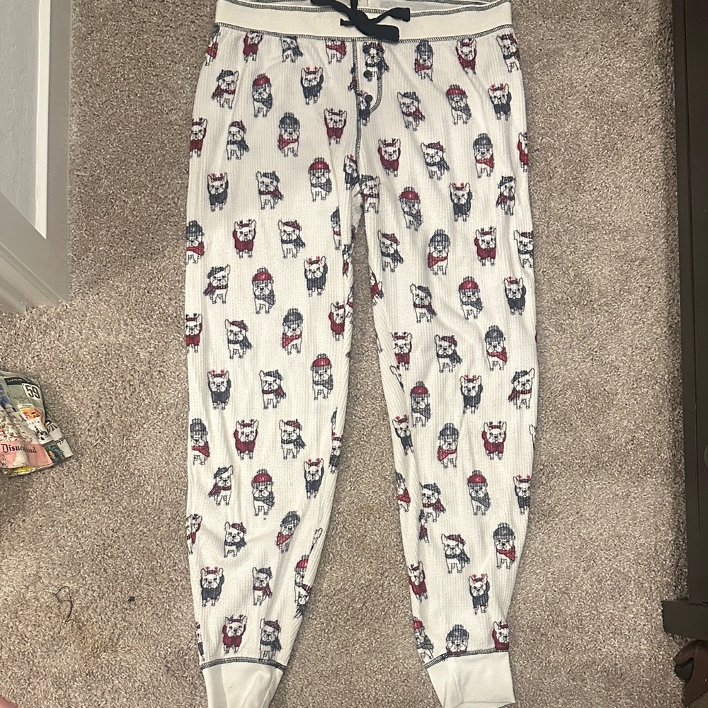 PJ Salvage Cream Pajama Pants with French Bulldog Print